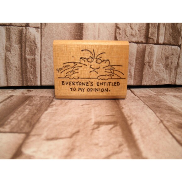USED VINTAGE 1985 INK WOOD STAMP "EVERYONE'S ENTITLED TO MY OPINION." (2.25WIDE) - Picture 3 of 10